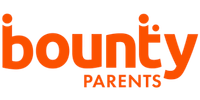 The logo for Bounty Parents, featuring the word 'bounty' in orange lowercase letters with a dot above the 'i', and 'PARENTS' in smaller orange uppercase letters below, on a solid white background.